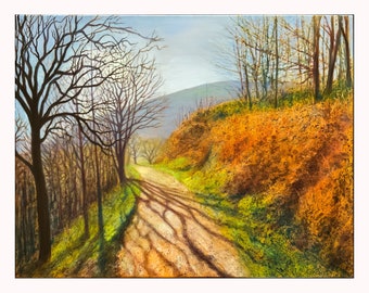 Fine Art Giclée print, Ivan Maxwell Jones, Path to St Ann's Well, Landscape painting,  Malvern Hills, Landscape, Fine Art Print