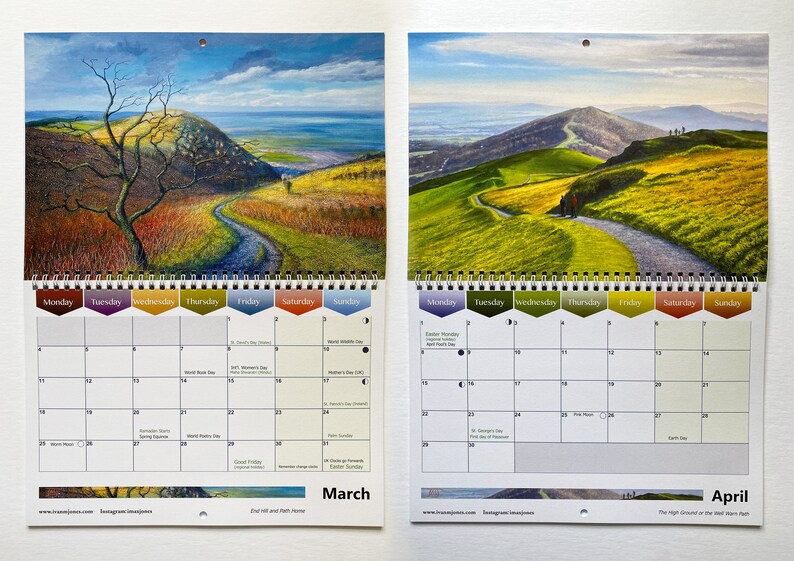 2024 Calendar Landscape Art Calendar Malvern Hills Ivan Etsy