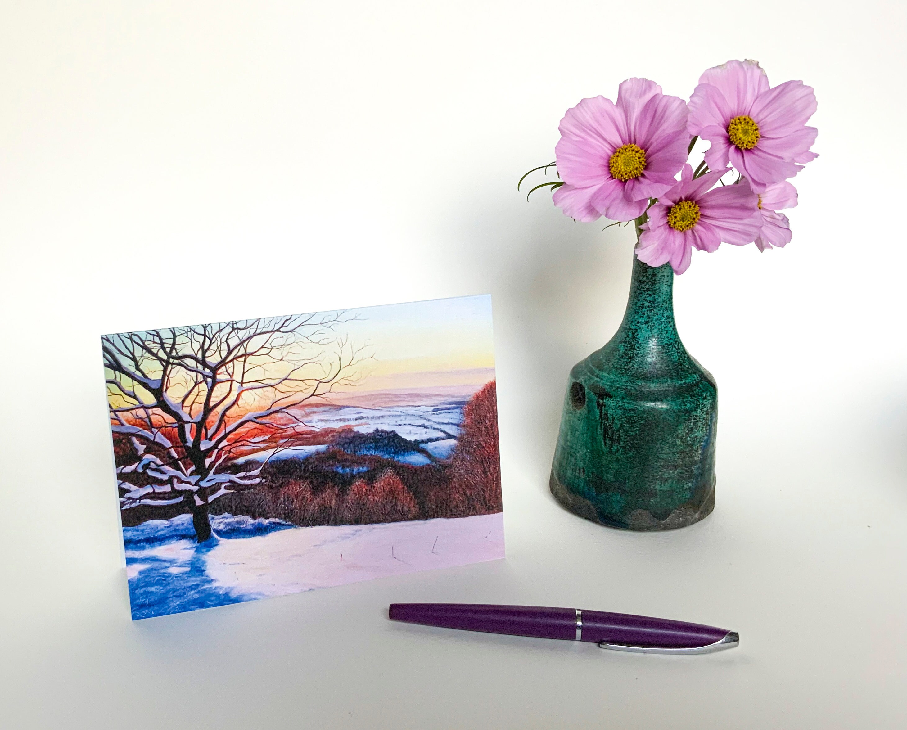 Landscape Art greetings cards, original paintings, Malvern Hills, Ivan