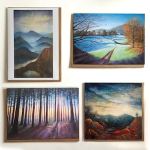 Ivan Maxwell Jones, Fine Art cards set of 4, landscape cards, Greetings Card Pack, Birthday Cards, card gift set, hills cards, Tree cards,