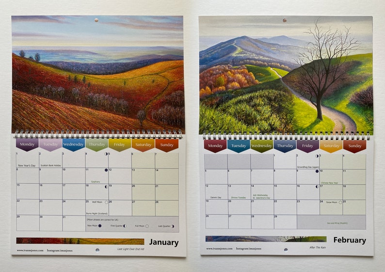 2024 Calendar Landscape Art Calendar Malvern Hills Ivan Etsy