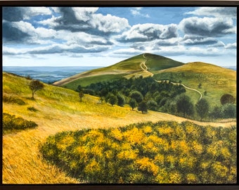 Fine Art Giclée print, Gorse in Bloom, late summer, Ivan Maxwell Jones, Landscape painting,  Malvern Hills, Landscape, Fine Art Print