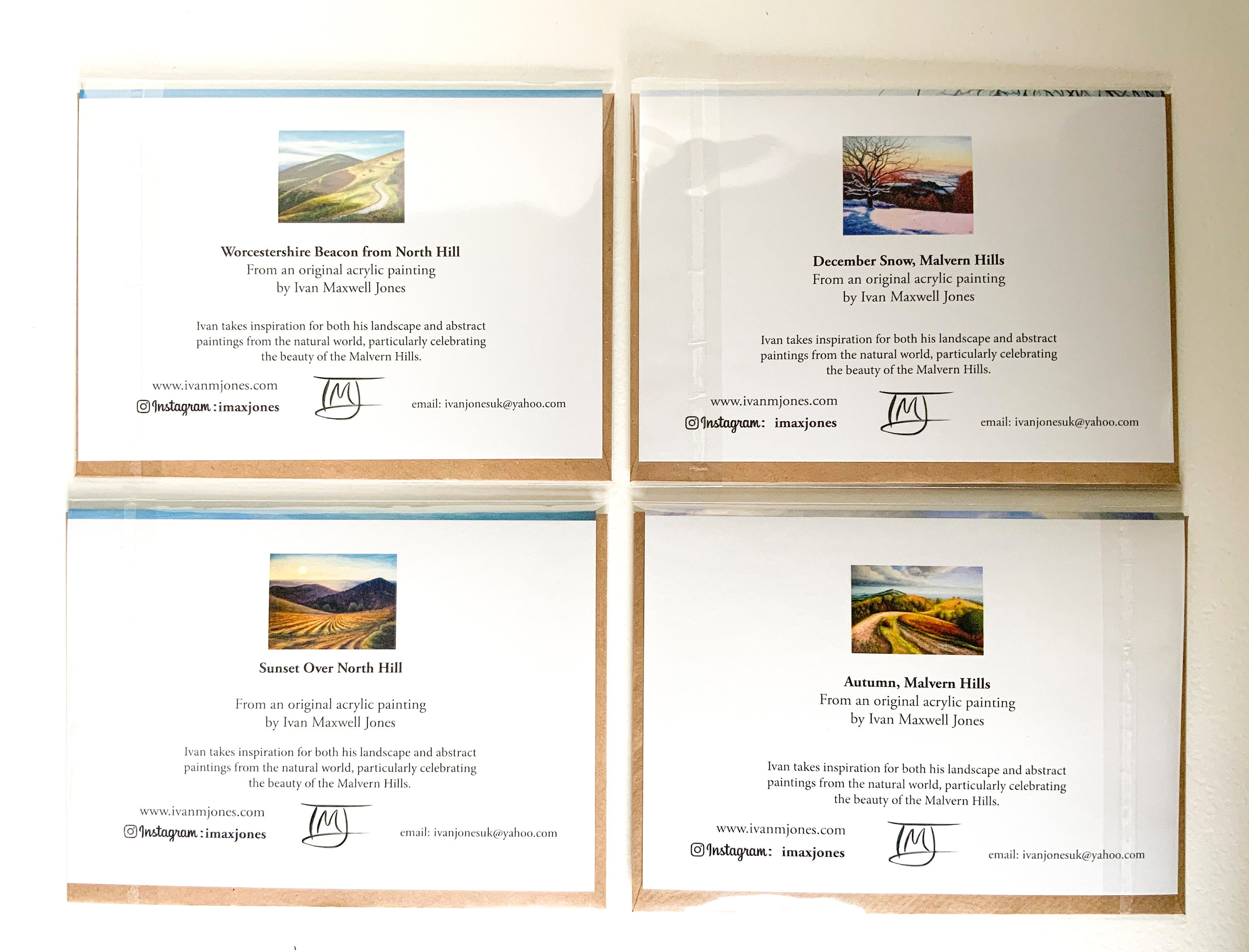 Landscape Art greetings cards, original paintings, Malvern Hills, Ivan