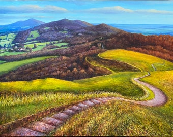 Fine Art Giclée print, View From British Camp, Ivan Maxwell Jones, Landscape painting,  Malvern Hills, Landscape, Fine Art Print