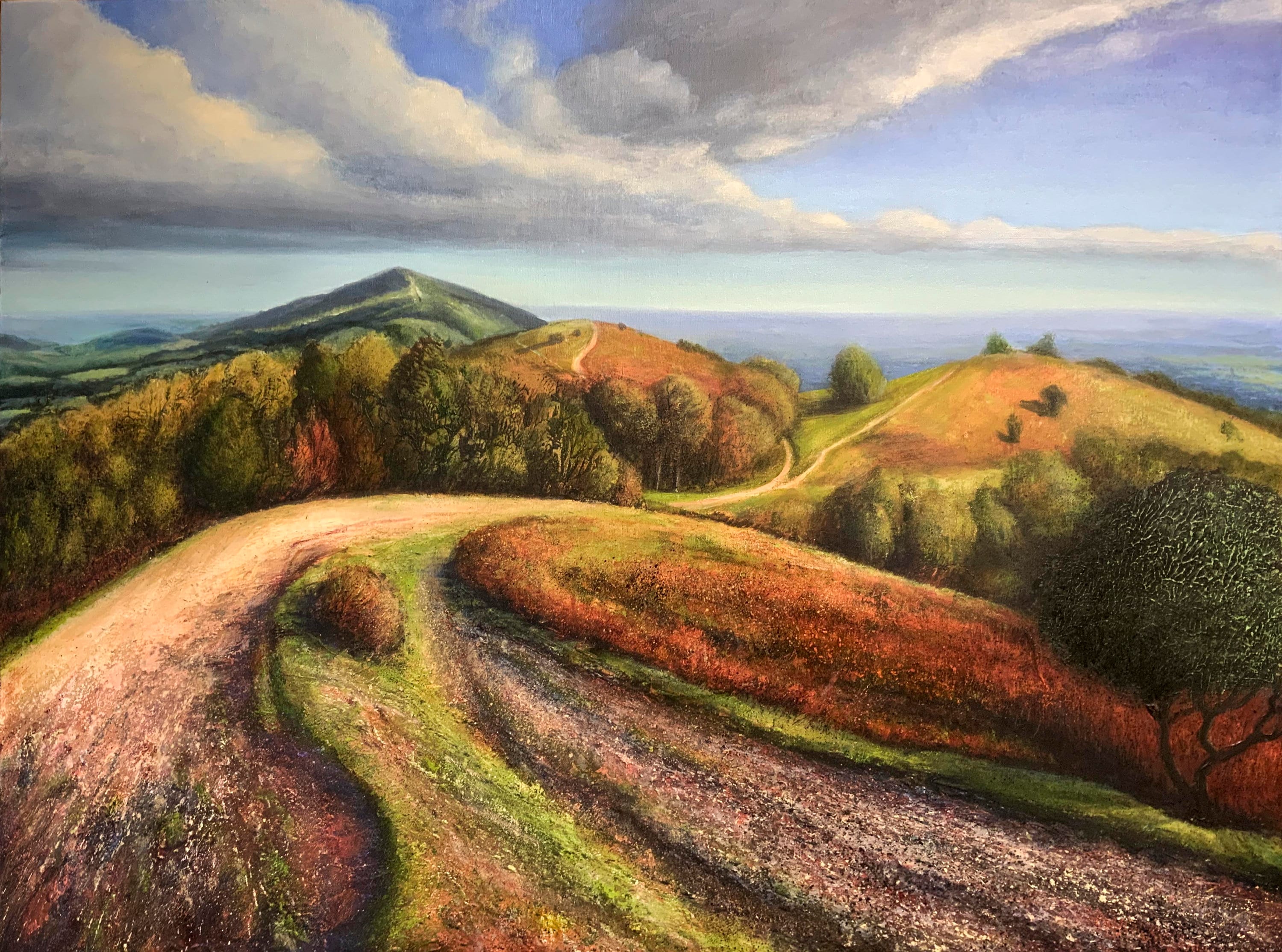 Landscape Art greetings cards, original paintings, Malvern Hills, Ivan