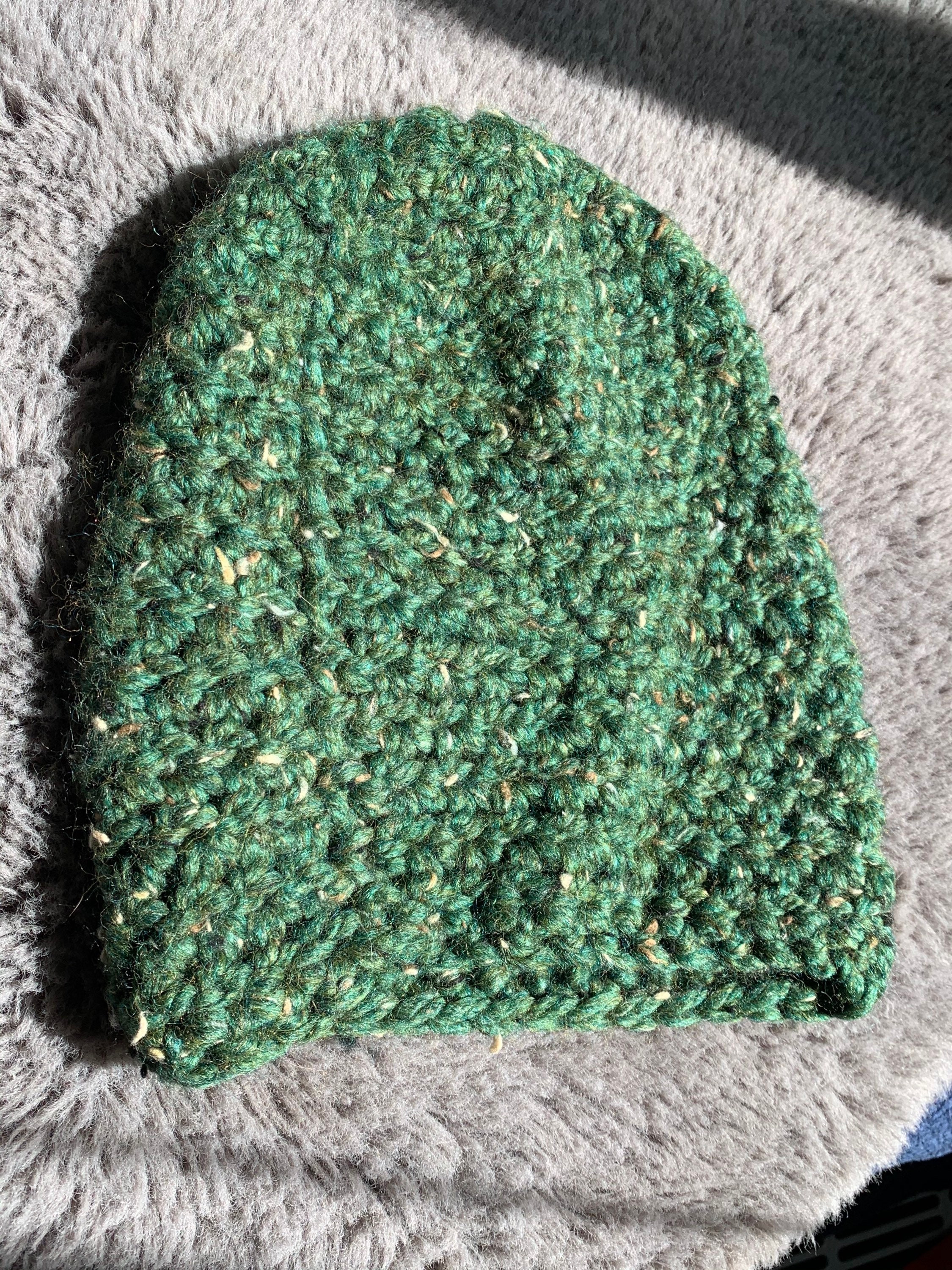 Chunky Crochet Hat Mossy Green Slouchy 