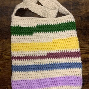 Hand Crocheted Tote Bag | Multicolor Tote Bag, Book Bag, Farmer’s Market Bag