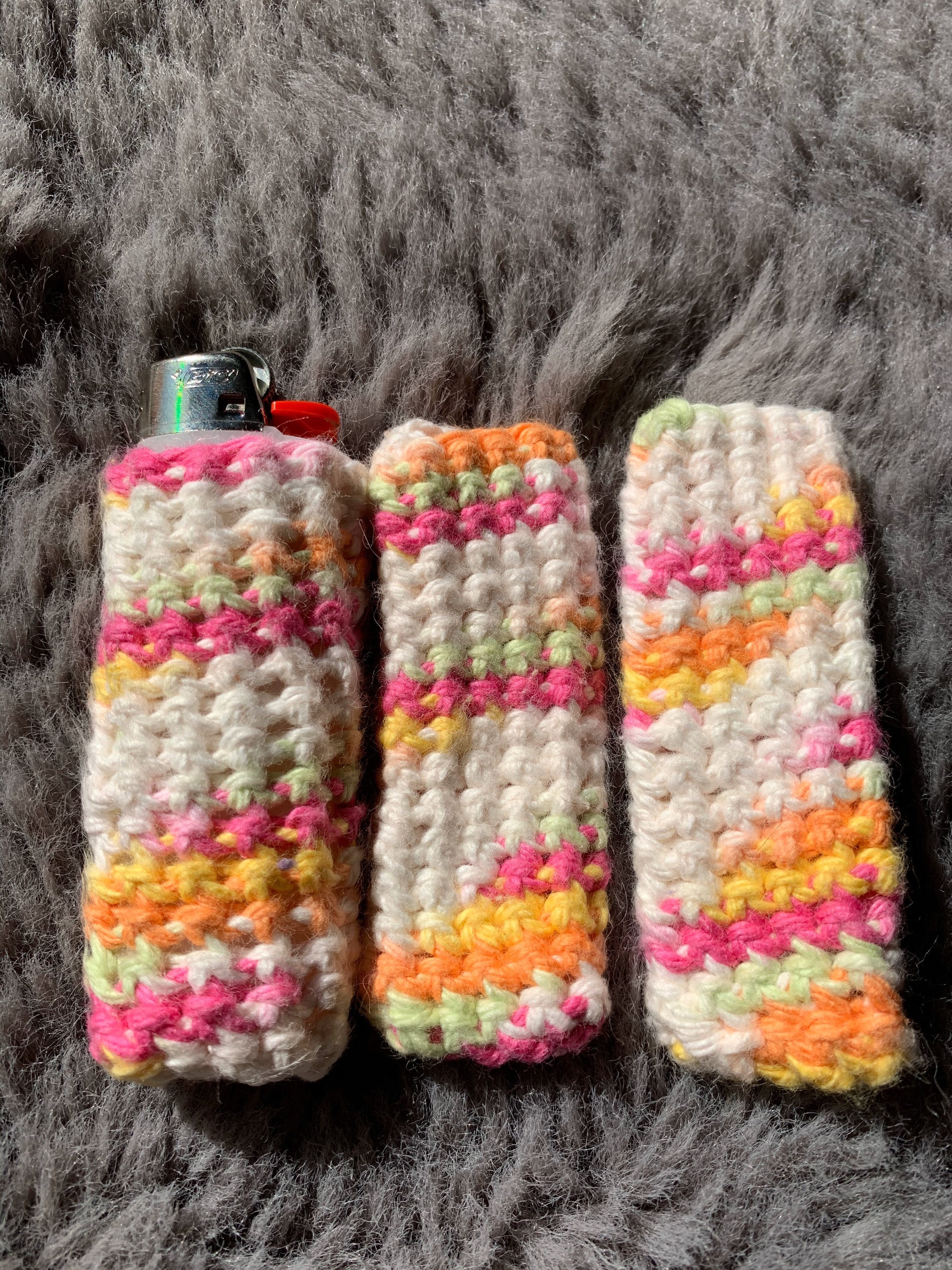 Hand Crocheted Lighter Holder Multicolor Rainbow Sorbet Etsy
