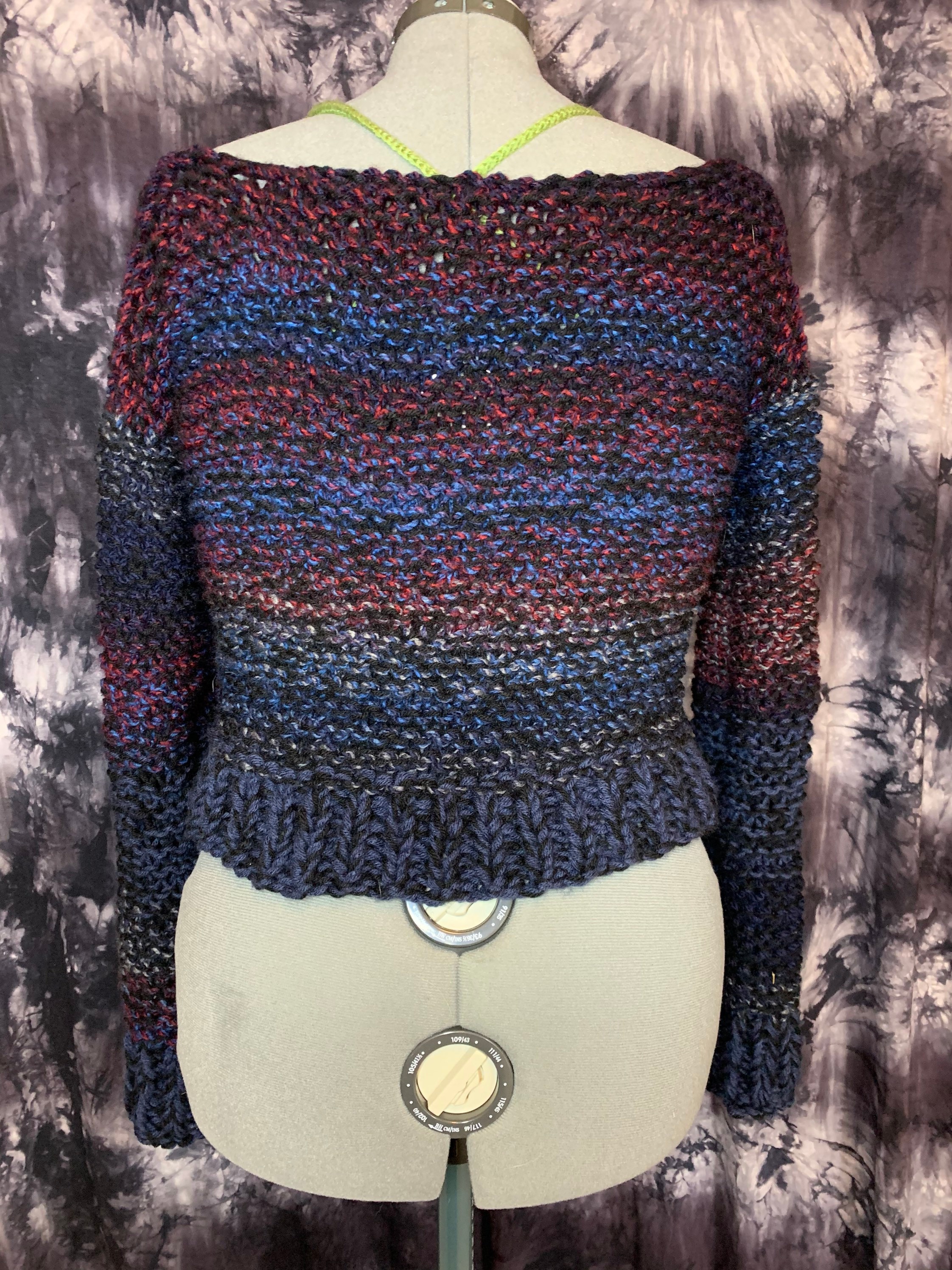 Handmade Chunky Knit Sweater Multicolor Sweater, Striped Sweater, Crop