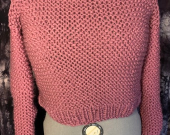 Handmade Chunky Knit Sweater | Pink Sweater, Crop Sweater