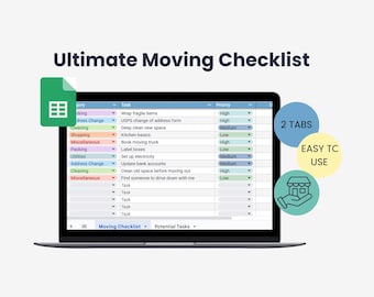 Ultimate Moving Checklist Spreadsheet – Stay Organized Every Step of the Way | Google Sheets Template for Etsy Sellers | Digital Download