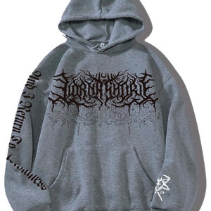 Hoodie lorna shore gray deathcore, metalcore, black, rock, streetwear