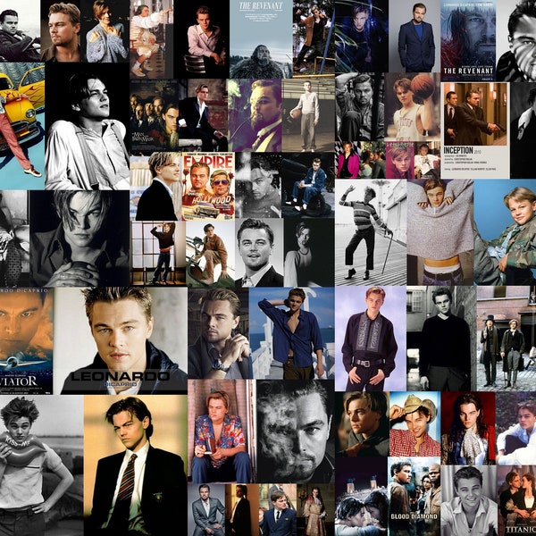 Leonardo DiCaprio aesthetic photo collage kit of 90 pieces