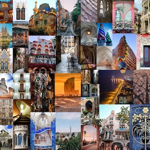 Barcelona ästhetische Fotocollage Kit von 80 Stück / Barca Spanien