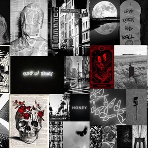 Kit de collage mural esthétique noir 40 pièces collage noir imprimable