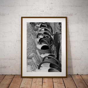 photography prints stack of watering can photography poster Berry France home wall decor Print