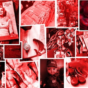 Electric red aesthetic vintage photo collage kit 55 pieces