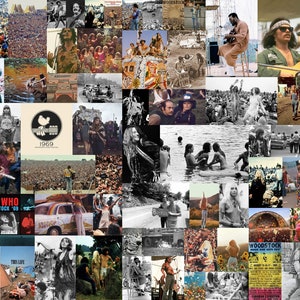 Woodstock Wall Collage Kit 88 Pieces / 1969 Hippie era / concert / Freedom vibes