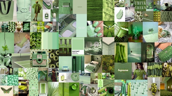 Green Aesthetic Wall Collage Kit 40 Pieces Bougee Greenish 