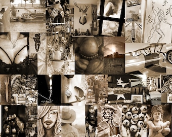 Sepia aesthetic photo collage kit of 54 pieces