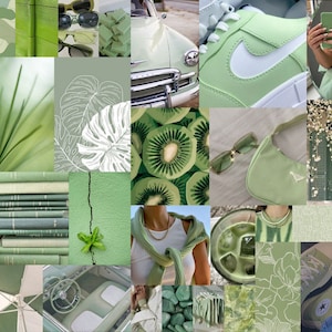 Green Aesthetic Wall Collage Kit 40 + Pieces Bougee greenish color collage