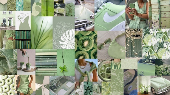 Green Aesthetic Wall Collage Kit 40 Pieces Bougee Greenish 