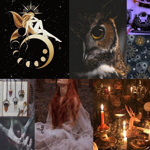 Witch Aesthetic Wall Collage Kit 50 Pieces Witchcraft Black Magic ...