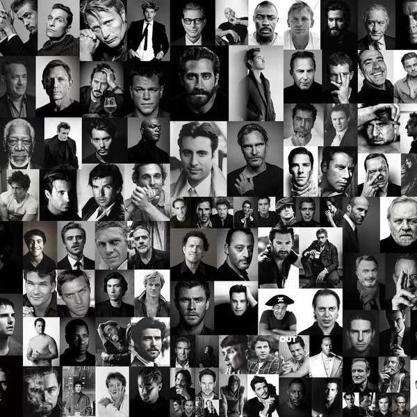 Actors Aesthetic Wall Collage Kit 160 Teile / Schwarz und weiß Portrait