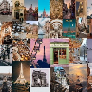 Paris Aesthetic Wall Collage Kit 40 Pieces printable city of love collage