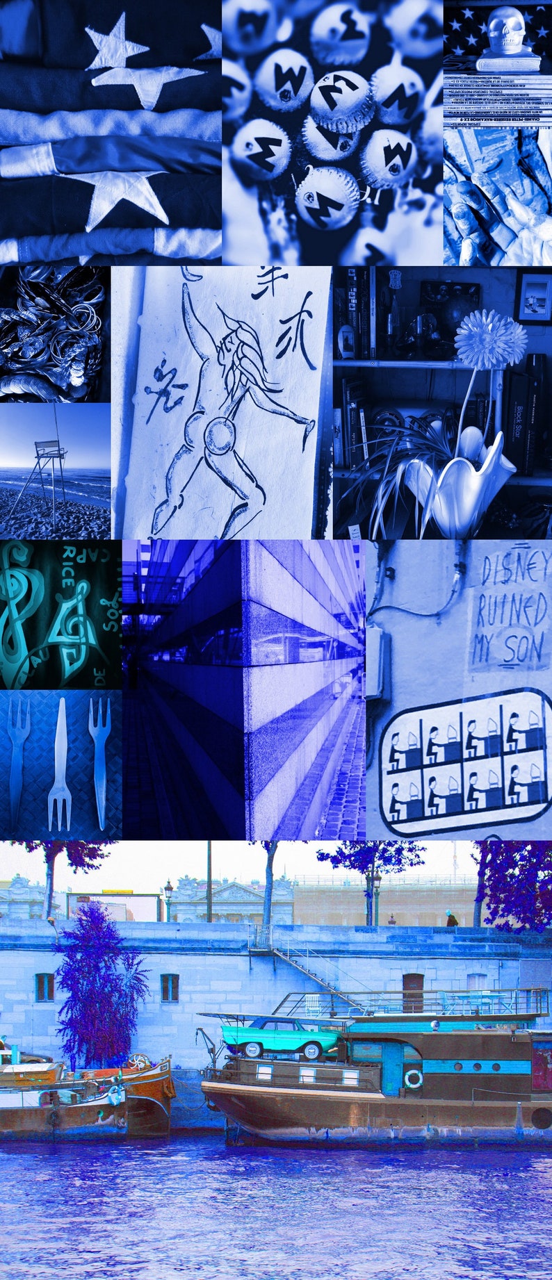 Electric BLUE Aesthetic Photo Collage Kit 54 Pieces Original Pictures