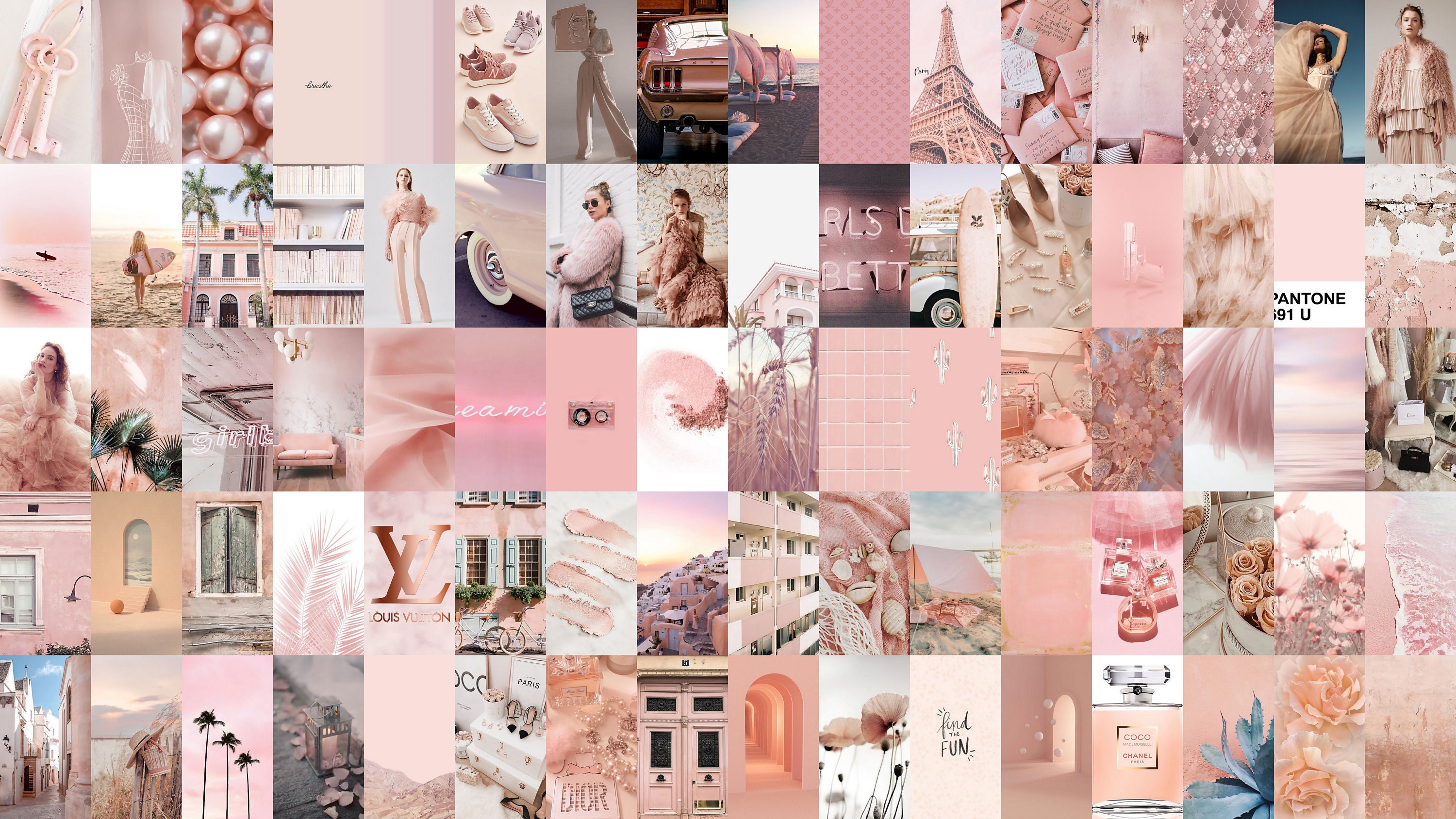 Boujee Blush Pink Aesthetic Photo Collage Kit of 80 Pieces / 