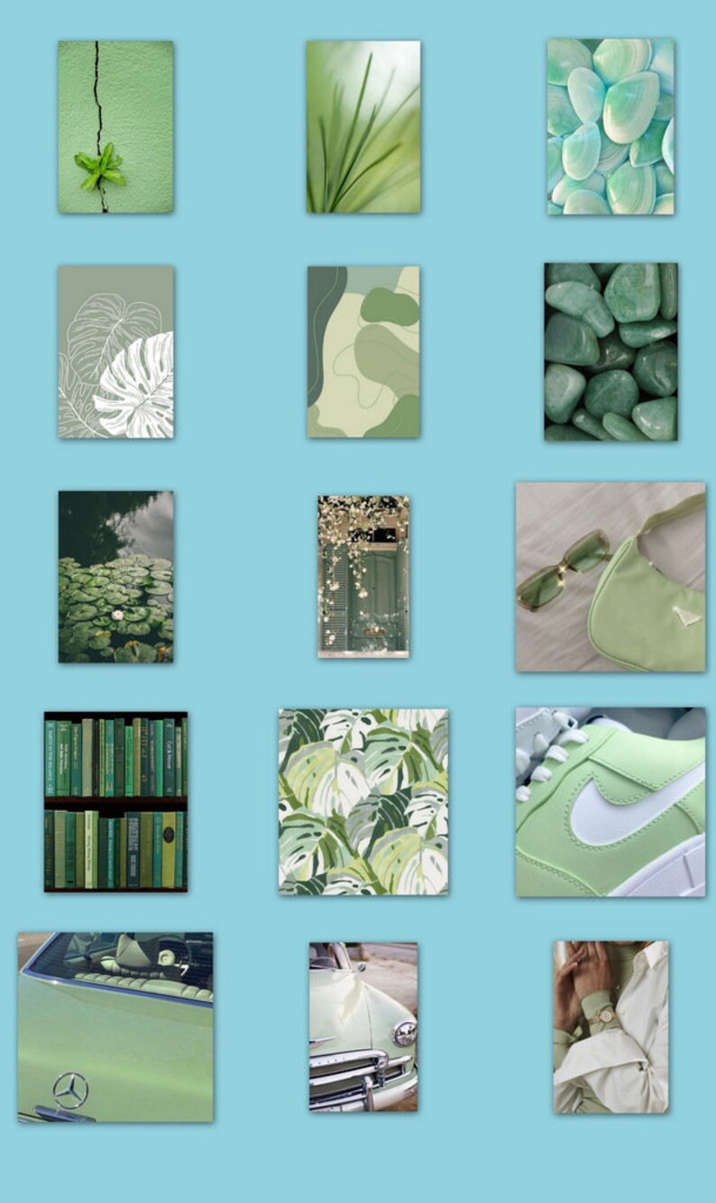 Green Aesthetic Wall Collage Kit 40 + Pieces Bougee Greenish Color ...