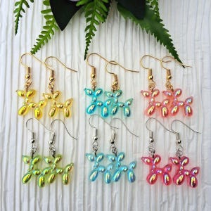 Balloon Animal Shape Earrings, Candy Core Jewelry, Whimsical Fashion Accessory