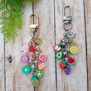Fruit Charm Keychain: Polymer Clay Dangle Accessory