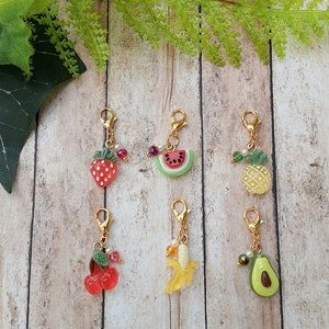 Fruity Zipper Pull Charm: Resin Fruit Purse Handbag Charm