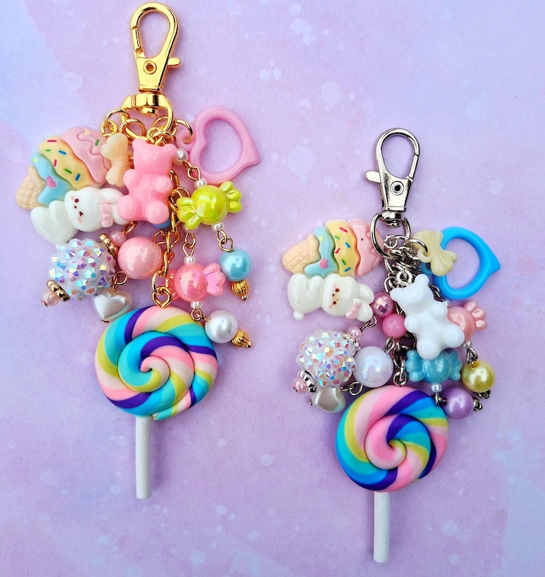 Kawaii Ice Cream Candy Keychain, Pastel Gummy Bear, Lollipop Purse ...