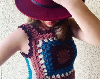 Granny Square Crochet Festival Top