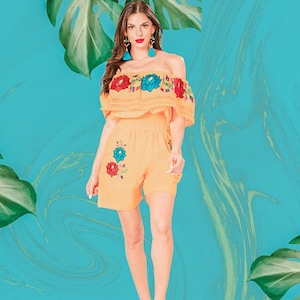 Mexican Embroidered Romper - Romper Mexicano Bordado - Mexican Jumpersuit - Mexican Outfit - Atuendo Mexicano - Mexican Party Outfit
