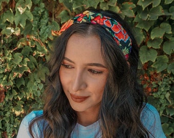 Artisanal Headband - Artisanal Oaxaca Headbands - Mexican Headbands - Vibrant Floral Mexican Headbands - Topknot Mexican Headband