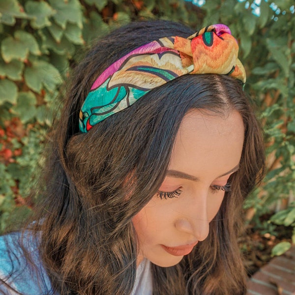 Artisanal Headbands - Mexican Headbands - Vibrant Floral Mexican Headbands - Topknot Mexican Headband - Mexican Bow Headband