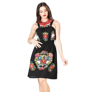 Mexican Floral Dress - Vestido Floral Mexicano - Mexican Party Dress - Vacation Mexican Dress - Mexican Embroidered Dress