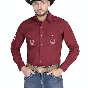Men’s Embroidered Cowboy Shirt - Men’s Cowboy Shirt - Men’s Western Cowboy Shirt - Camisa Vaquera Charra - Camisa Bordada De Hombre
