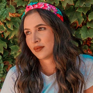 Artisanal Headband - Artisanal Oaxaca Headbands - Mexican Headbands - Vibrant Floral Mexican Headbands - Topknot Mexican Headband