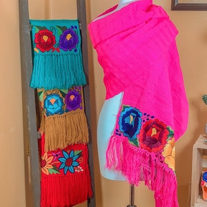 Mexican Rebozo Mexican Shawl Wrap Rebozo Bordado Embroidered Shawl Wrap ...