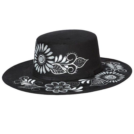 Black Suede Hat Mexican Hat Hand 