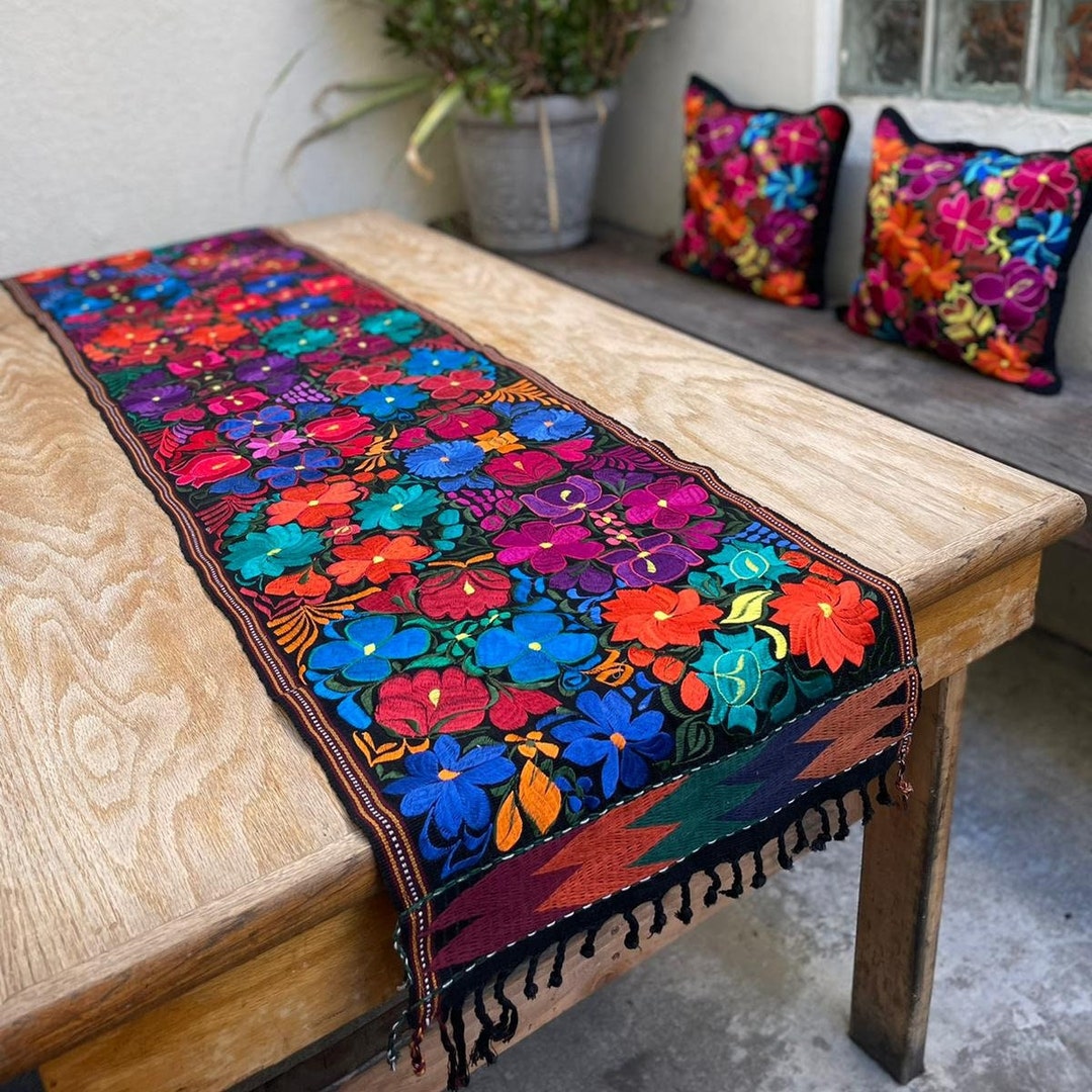 Mexican Embroidered Table Runner Camino De Mesa Mexicano Bordado
