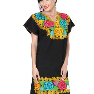 Vestido mexicano floral con hombros descubiertos Vestido tradicional mexicano Vestido mexicano bordado floral