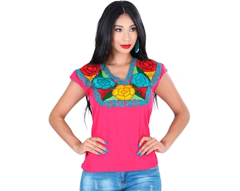 花柄刺繍メキシカンブラウス