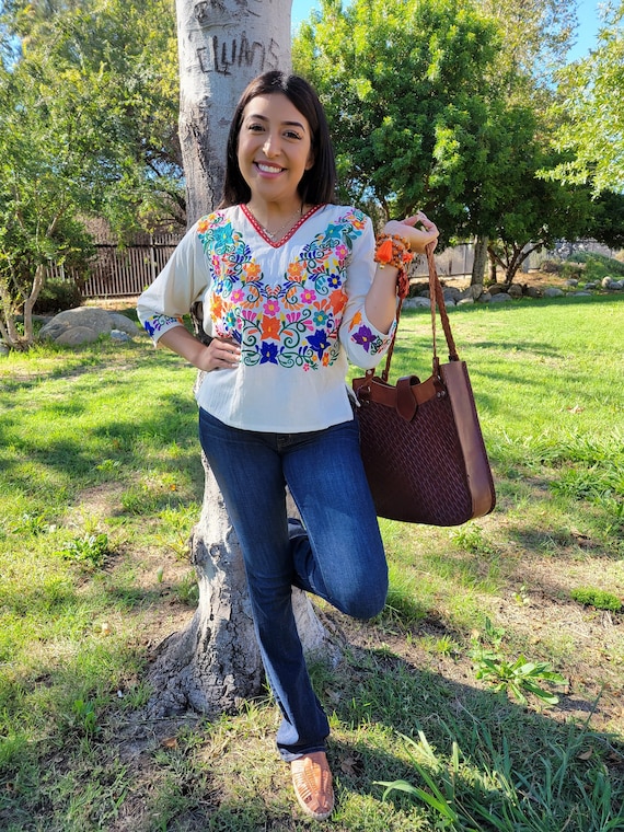 Boho Top Blusa Bordada Mexicana Mexican Blouses for Woman Blusas