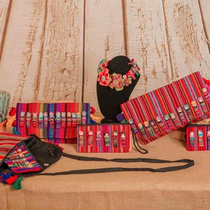 Mexican Artisanal Bag  - Artisanal Worry Doll Crossbody Bag - Mexican Crossbody - Worry Doll Monedero - Worry Doll Necklace